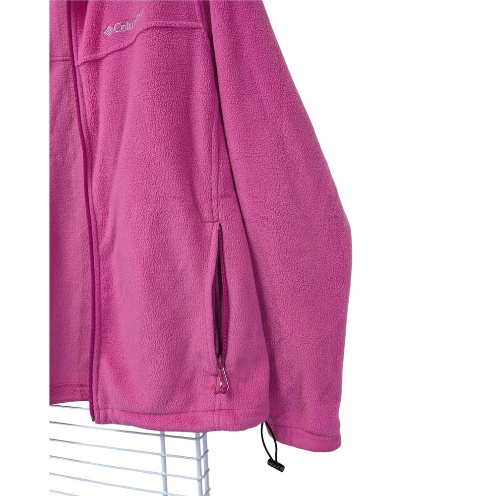 Columbia Medium Pink Fleece Full Zip Cozy Jacket w/ Zipper Pockets & Cinch Waist - Picture 6 of 15